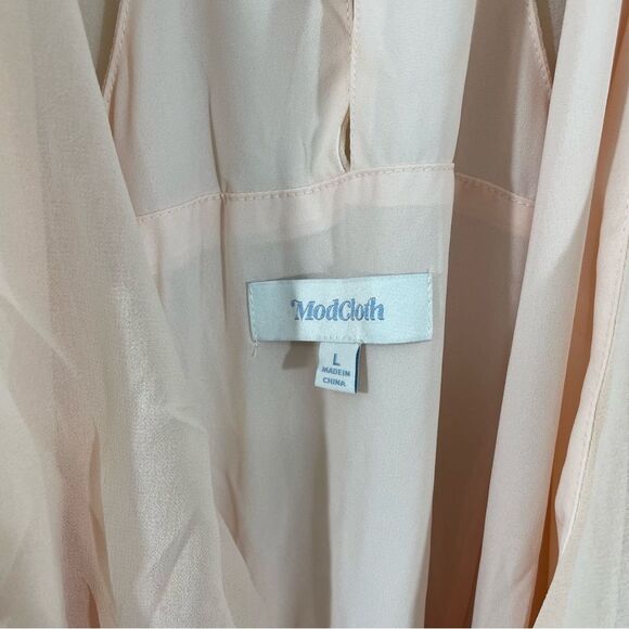 NWT ModCloth Wrapped in Rapture Light Pink Chiffon Maxi Dress Size Large - Picture 8 of 12